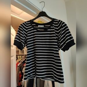 Black And White Striped Dressy T-shirt